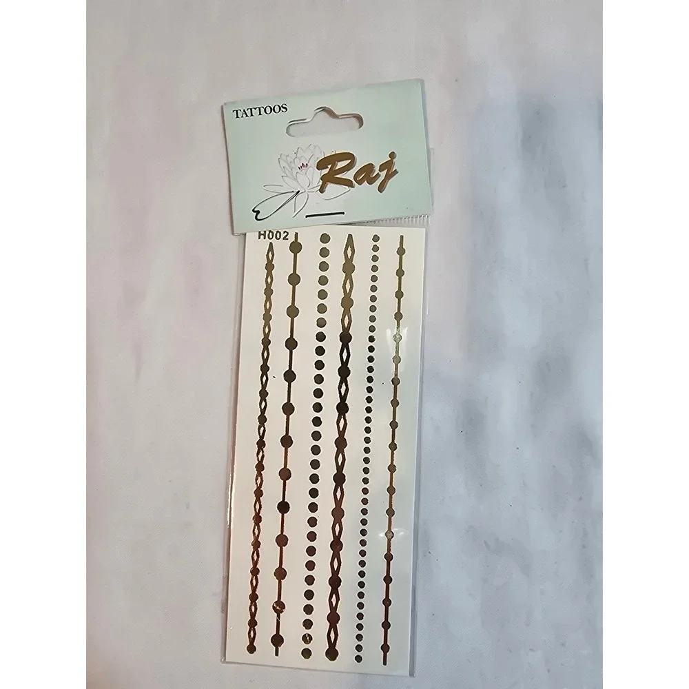 Raj Metallic Temporary Tattoos Gold Silver Body Art Sticker Beach Party Festival